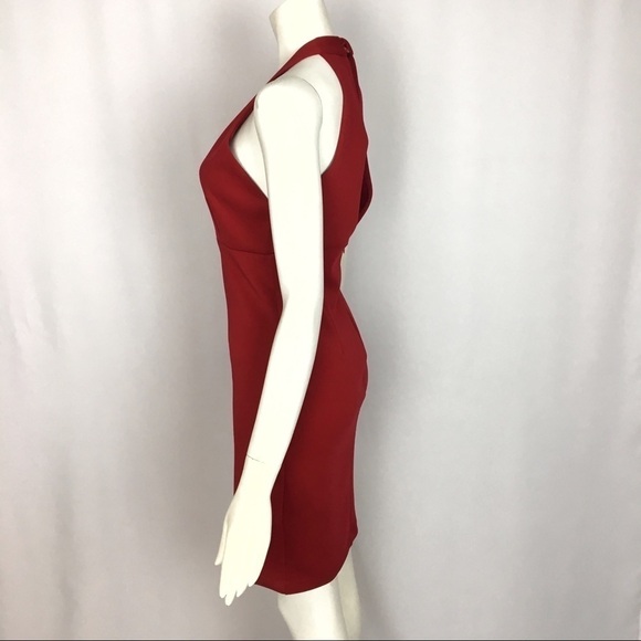 NWT Forever 21 Dress Red Halter Low V-Neck Evening Date Size Small - Picture 5 of 8
